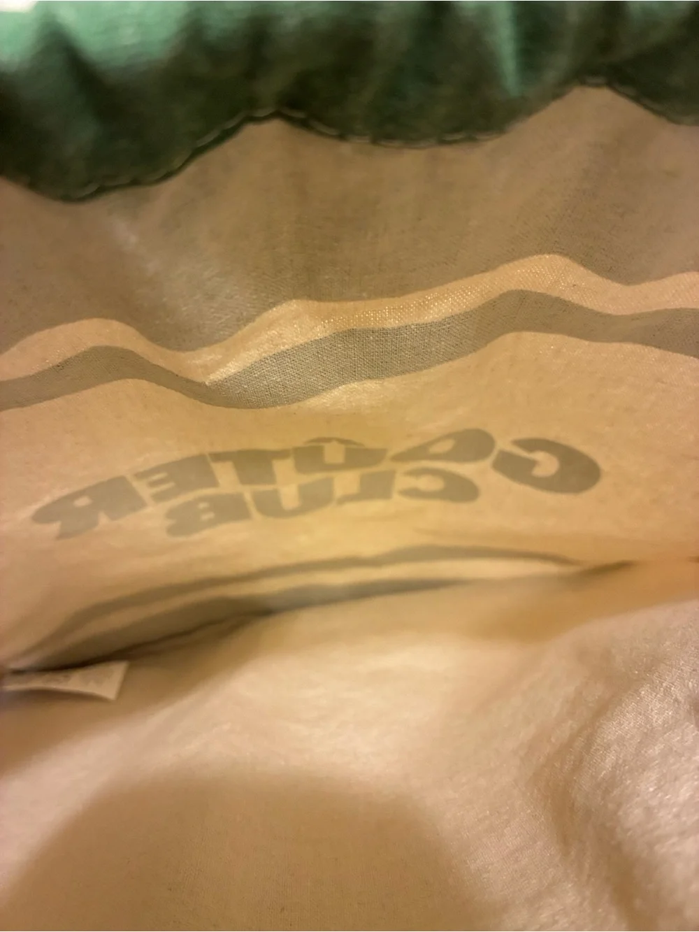 Green and Cream Drawstring Party Tote -